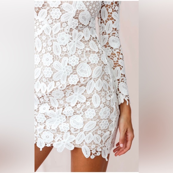 REINHART FLORAL ASYMMETRICAL MESH DRESS WHITE - Picture 2 of 5